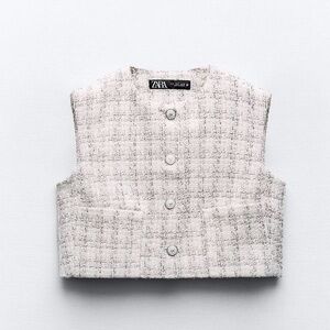 Zara tweed texture vest with buttons